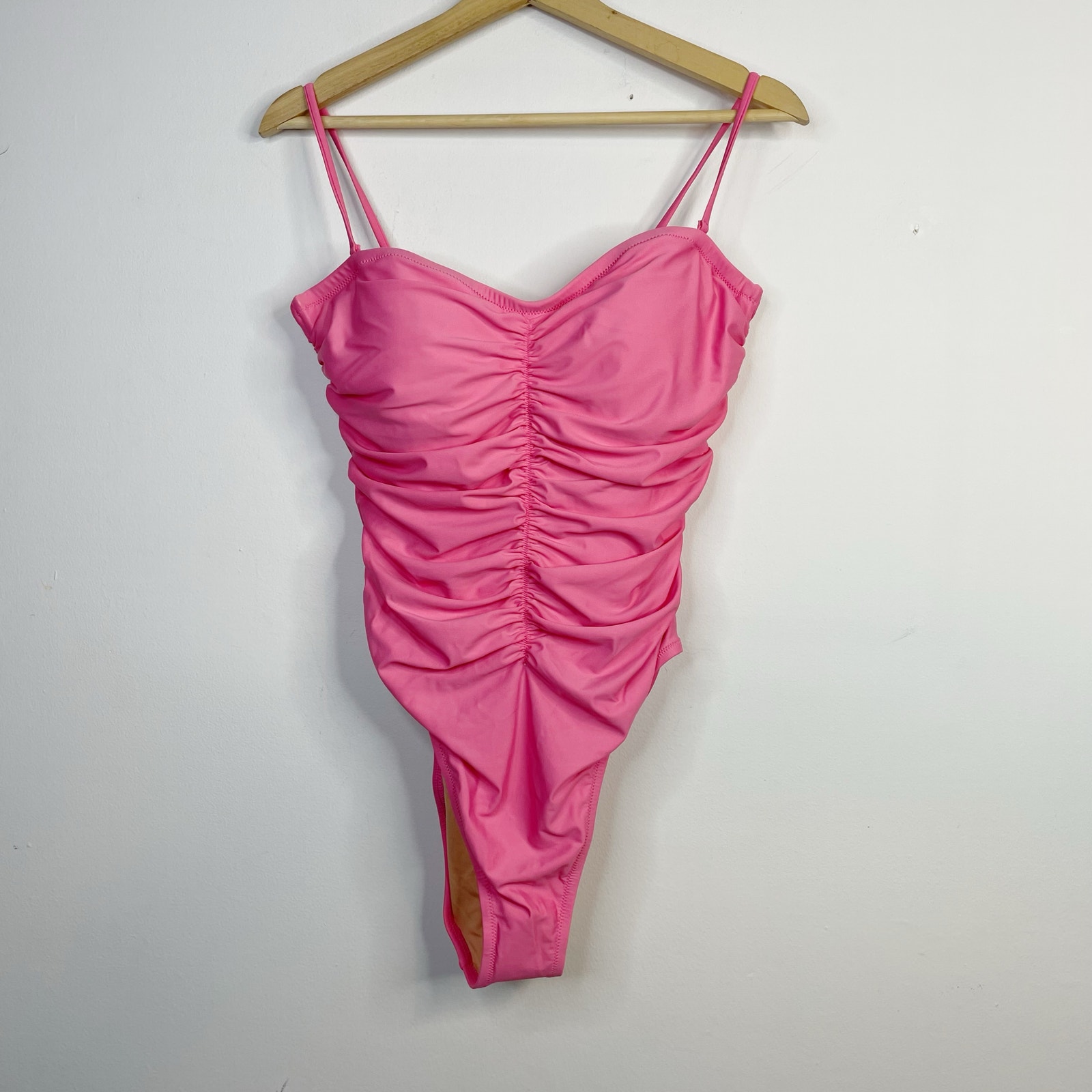 J Crew Pink Ruched Sweetheart One Piece Swimsuit Swim Suit Womens 12 New Nwt